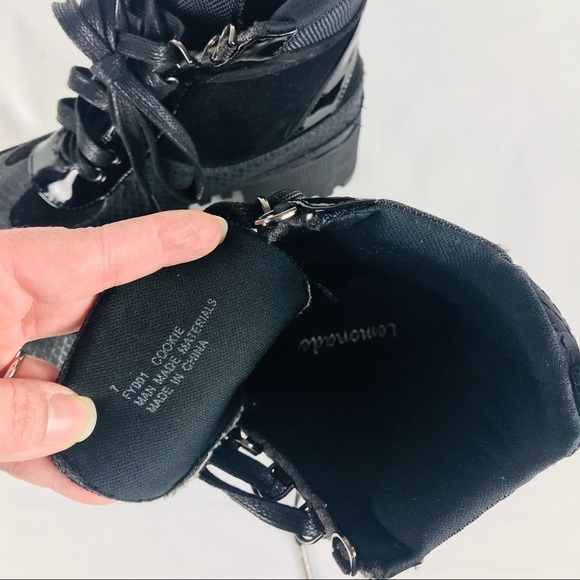 LEMONADE woman’s block heel combat ankle boots 7 - Picture 7 of 8